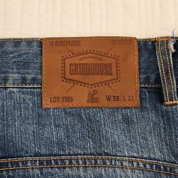 Grindhouse Denim Moto Jeans Men's 38x34 Double Padded Knee Whiskered EUC Cycling - Picture 12 of 16